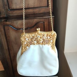 Vintage 1950s leather, gold details purse